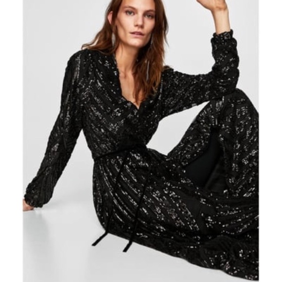 zara sequin crossover dress